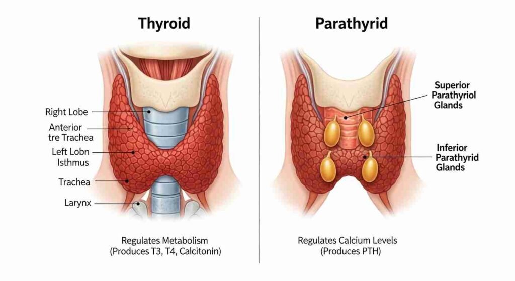thyroid vs parathyroid