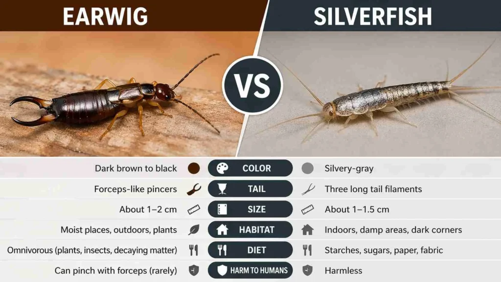 earwig vs silverfish