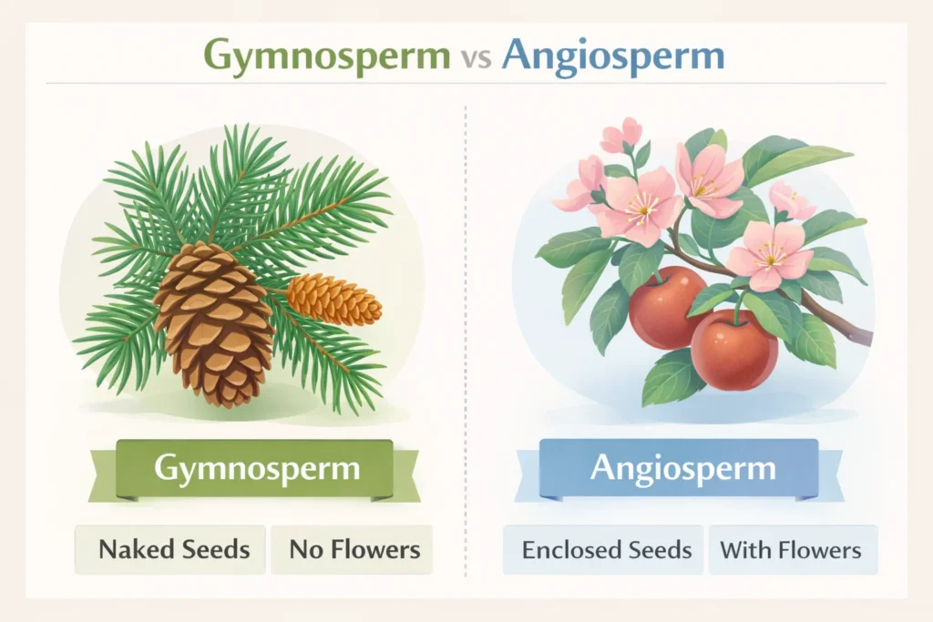 gymnosperm vs angiosperm
