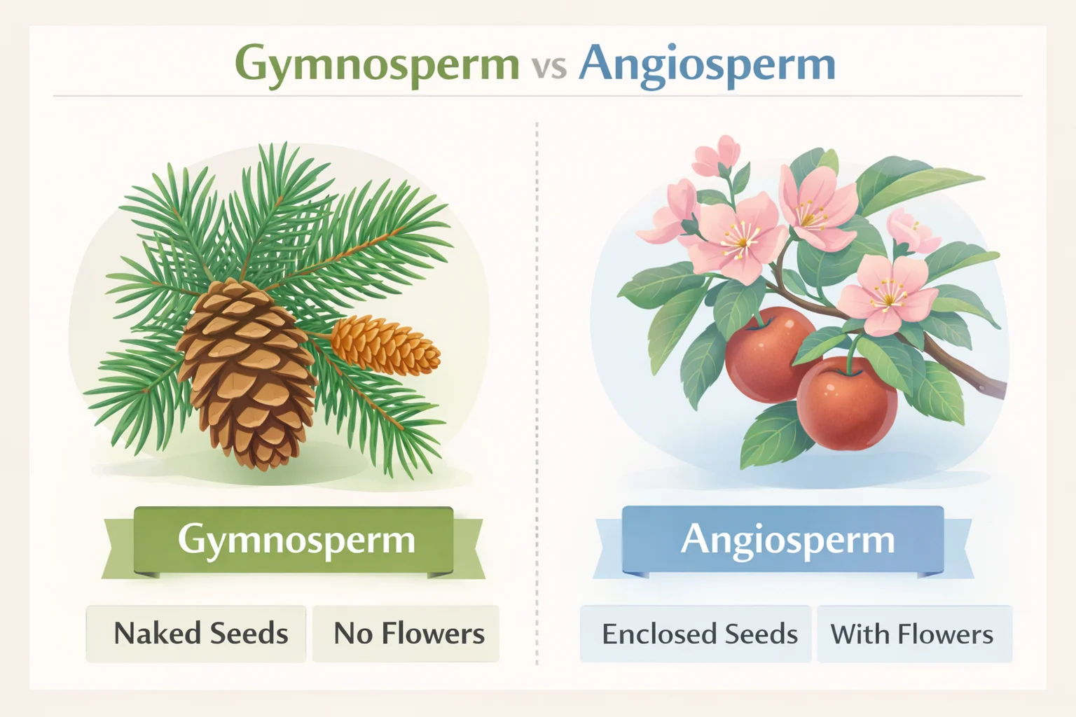 gymnosperm vs angiosperm