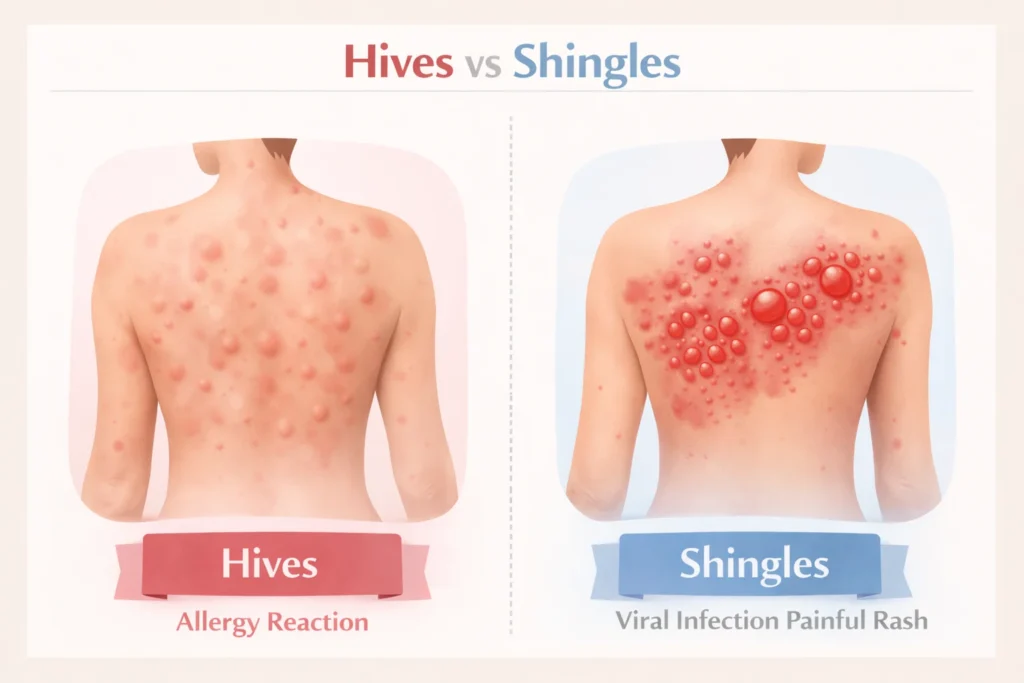 hives vs shingles