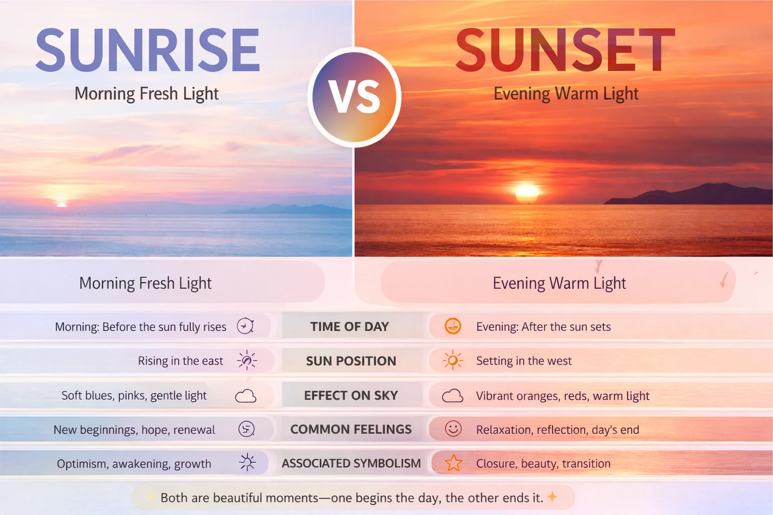 Sunset vs Sunrise Differences Timing Meaning Colors Photography & Daily ...