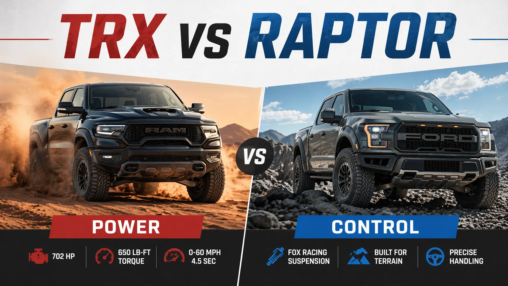 Trx Chasing Raptor TRX vs Raptor: Power, Performance & Off-Road Capabilities Compared