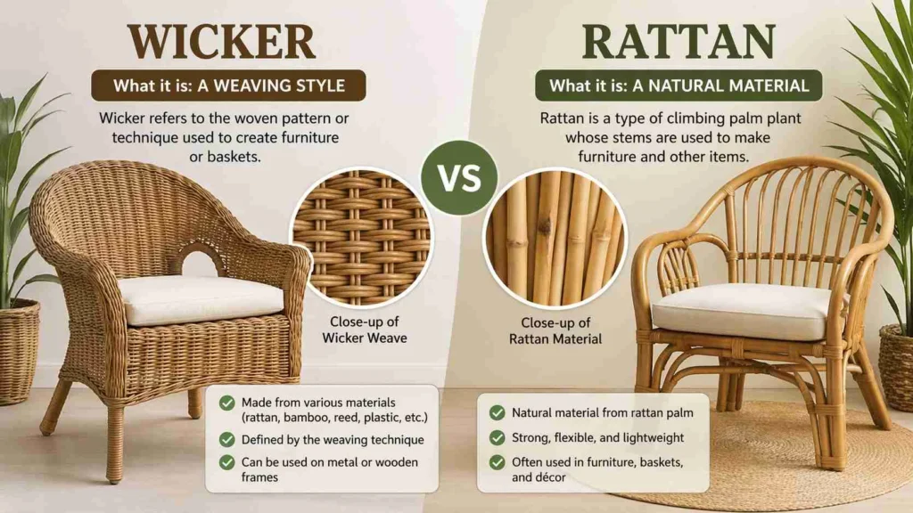 wicker vs rattan
