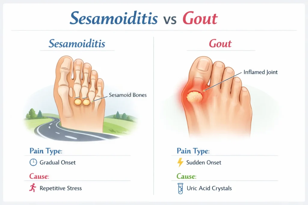 sesamoiditis or gout