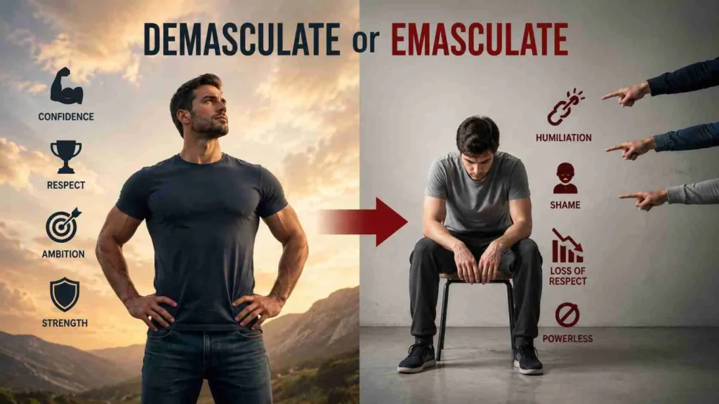 demasculate or emasculate
