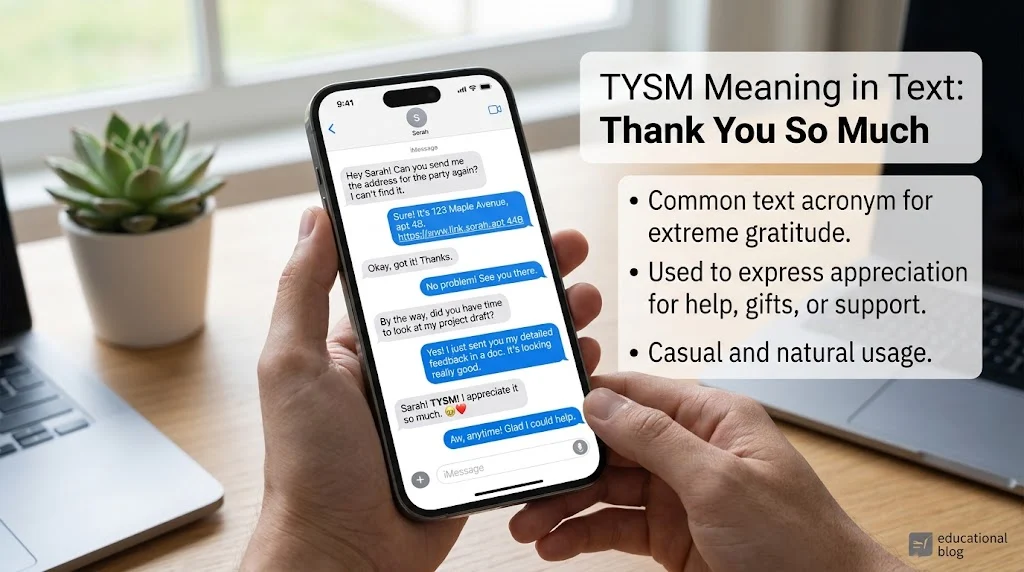 tysm meaning in text